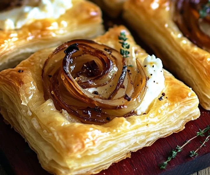 Goat Cheese Puff Pastry with Caramelized Onions