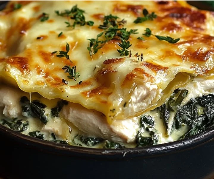 Lasaña de Pollo y Espinaca al Estilo Gourmet