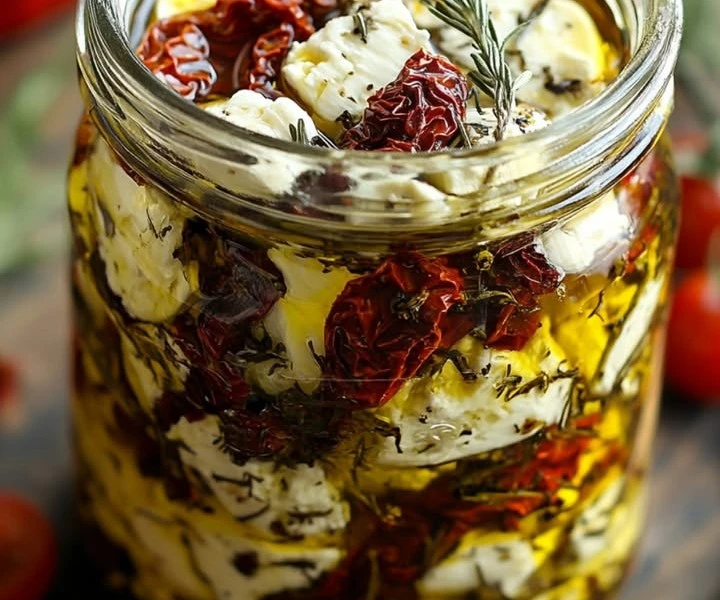 El tarro de queso de cabra y tomates secos en aceite